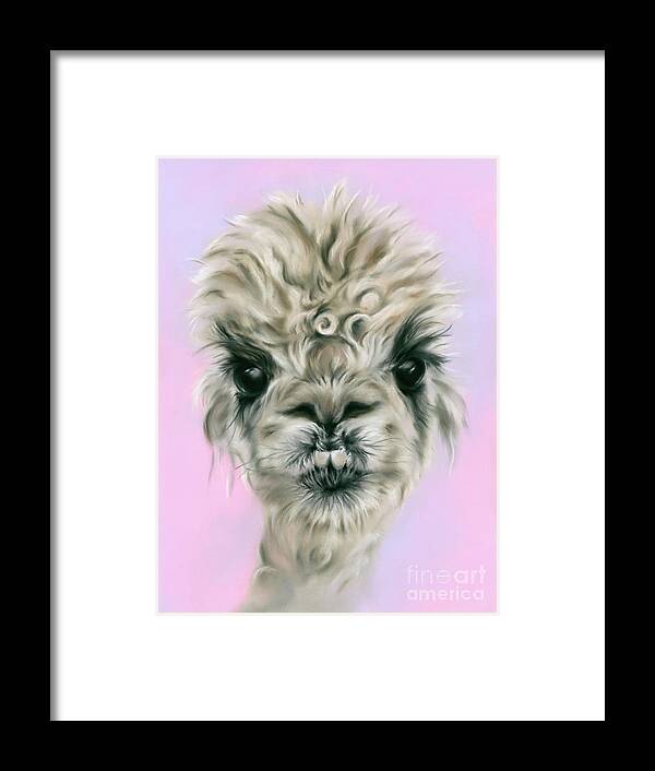 Animal Framed Print featuring the painting Alpaca Pretty on Pink and Purple by MM Anderson