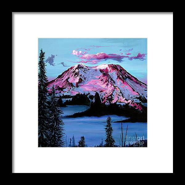 Mountains Framed Print featuring the painting Alpenglow by Averi Iris