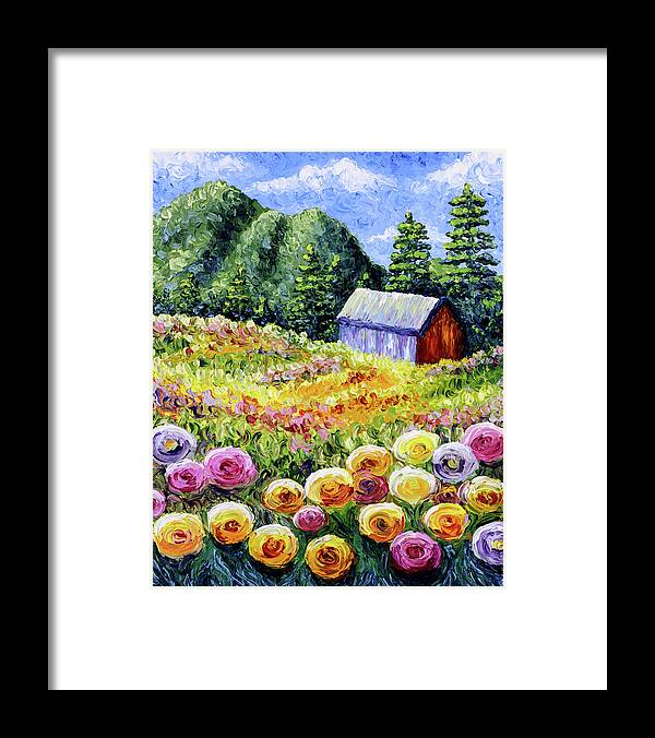Meadow Framed Print featuring the painting Alpine Summer by Bari Rhys