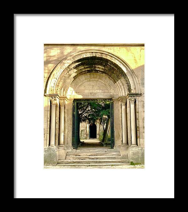 Alyscamps Framed Print featuring the photograph Alyscamps Doorway in Arles by Donna Martin