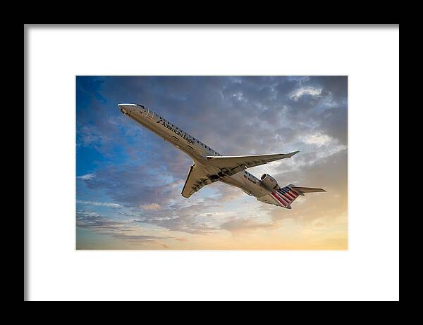 American Framed Print featuring the photograph American Eagle ERJ-190 by Chris Smith