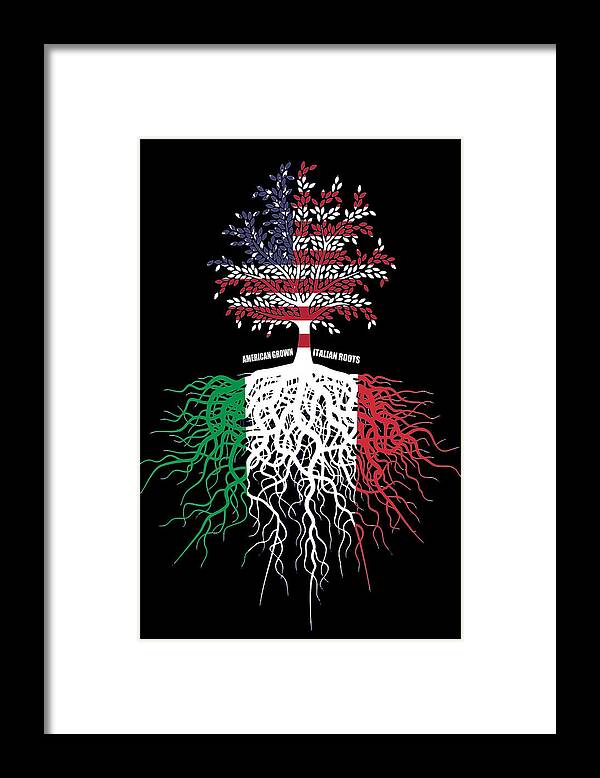 Venice Italy Framed Print featuring the painting American Grown With Italian Roots Italy T-Shirt Italian Flag American Flag Words by Tony Rubino