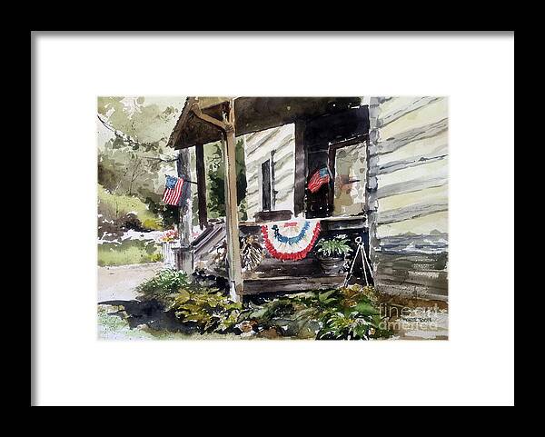 American Flags And Red Framed Print featuring the painting Americana by Monte Toon
