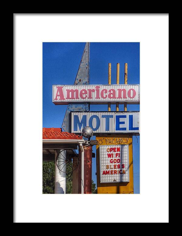Vintage Sign Framed Print featuring the photograph Americano Motel by Gia Marie Houck