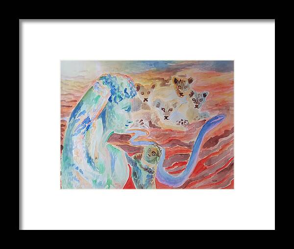 Classical Greek Sculpture Framed Print featuring the painting Amore and Psyche by Enrico Garff
