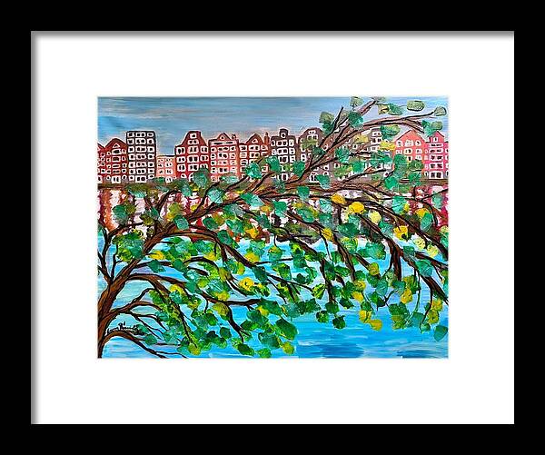  Framed Print featuring the painting Amsterdam offers relief by Lorena Fernandez