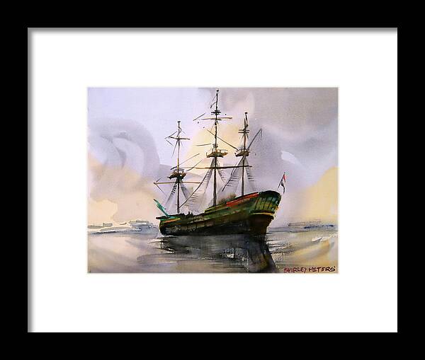 Amsterdam Framed Print featuring the painting Amsterdam Ship in Calm Seas by Shirley Peters