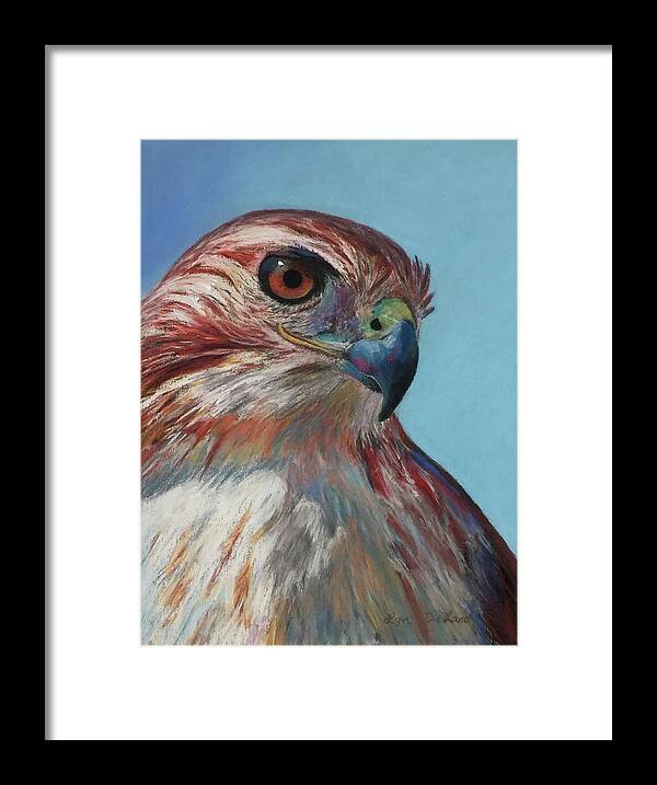 Bird Of Prey Framed Print featuring the pastel An Eye on You by Lyn DeLano