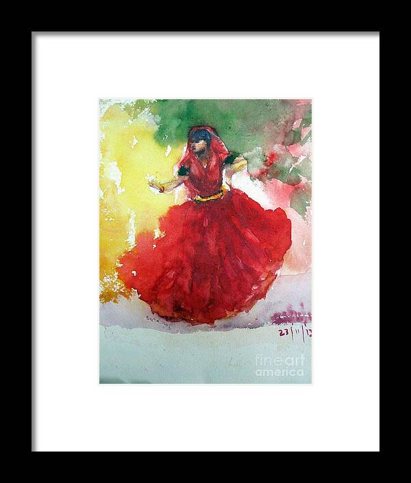 Dancer Framed Print featuring the painting An Indian dancer by Asha Sudhaker Shenoy