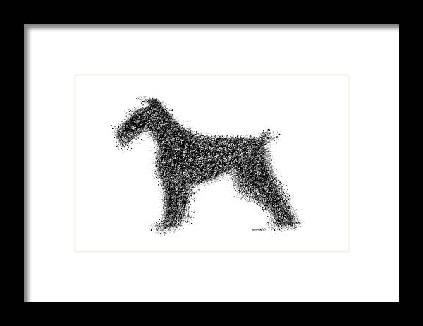 3x2 Framed Print featuring the mixed media An Irish Terrier Painting in Black and White Splatter 3x2 ratio by Lena Owens - OLena Art Vibrant Palette Knife and Graphic Design
