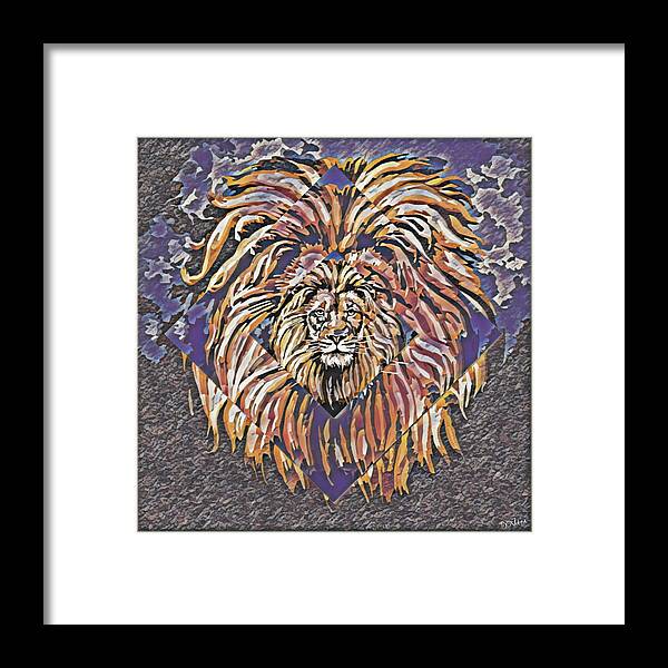 Lion Framed Print featuring the digital art an Leon by Christina Rick