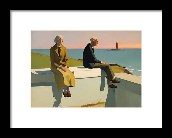 Elderly Couple Framed Print featuring the painting An old Love by My Head Cinema