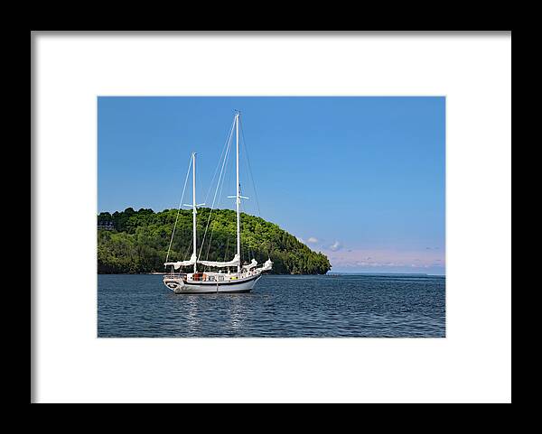 Sailboat Framed Print featuring the photograph Anchored in Sister Bay by David T Wilkinson