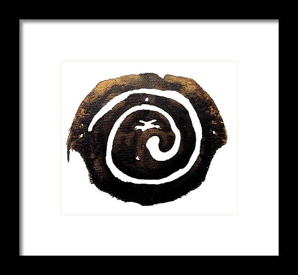Abstract Framed Print featuring the painting Ancient Ammonite by Stephenie Zagorski