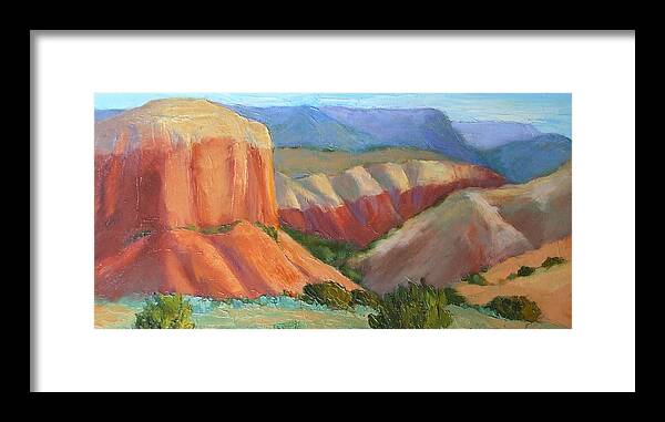 Landscape Framed Print featuring the painting Ancient Hills by Marian Berg