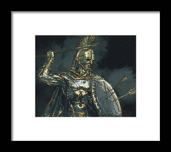 Spartan Warrior Framed Print featuring the painting Ancient Warriors, Spartiates - 06 by AM FineArtPrints