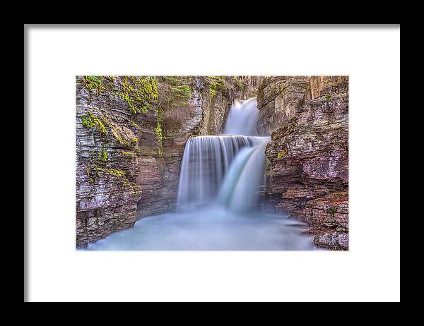 St Mary Falls In Glacier National Park Framed Print featuring the photograph And its just so beautiful by Carolyn Hall
