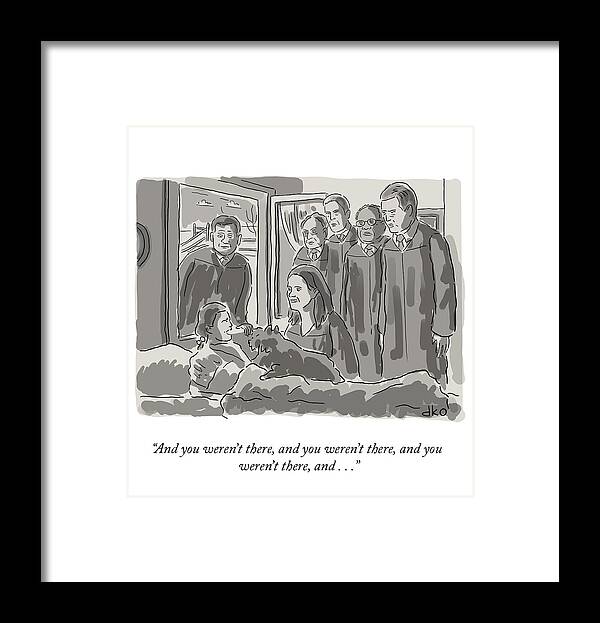 And You Weren't There Framed Print featuring the drawing And You Weren't There by David Ostow