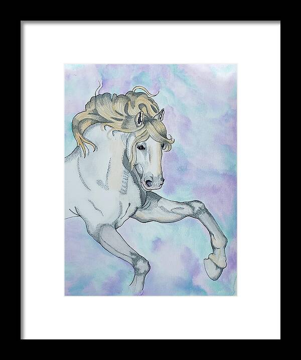 Watercolor Painting Framed Print featuring the drawing Andalusian Horse by Equus Artisan