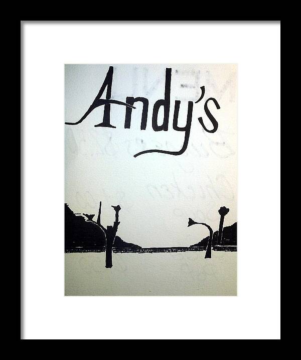 Black Art Framed Print featuring the drawing Andy's by Donald C-Note Hooker