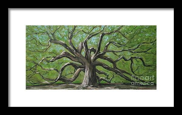 Trees Framed Print featuring the painting Angel Oak by Jimmy Chuck Smith
