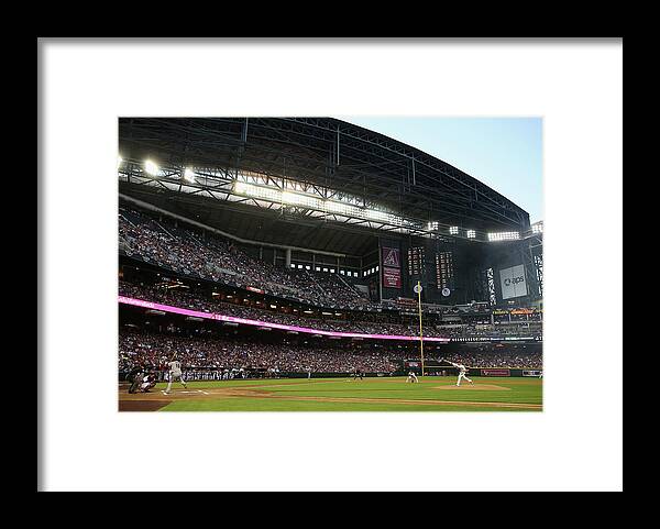 Baseball Pitcher Framed Print featuring the photograph Angel Pagan and Brandon Mccarthy by Christian Petersen