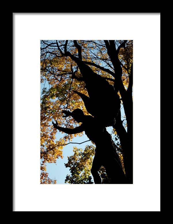 Angel Framed Print featuring the photograph Angel Statue Silhouette In Old Necropolis by Artur Bogacki