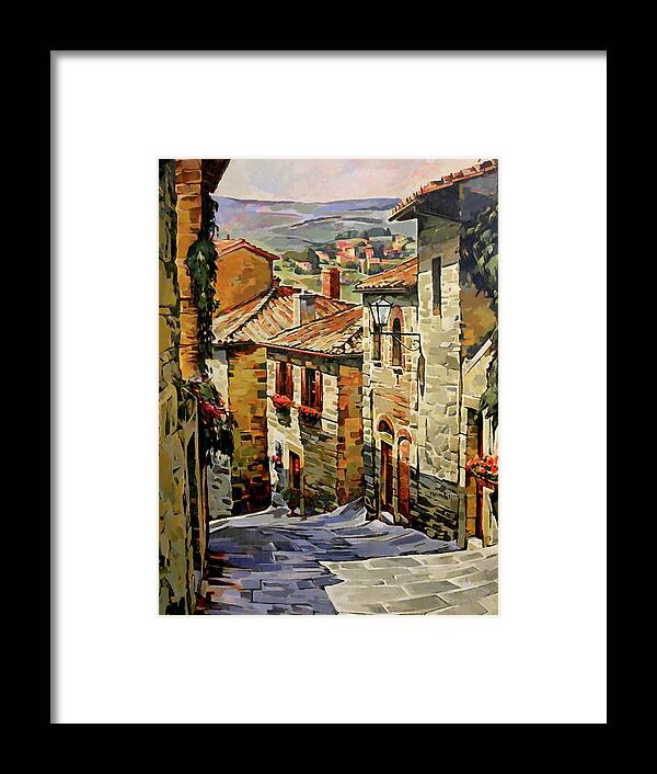 Italy Framed Print featuring the painting Angela's Italy by Tim Heimdal