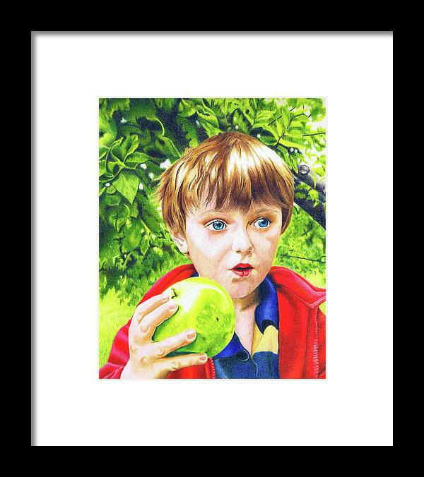 Apple Framed Print featuring the drawing Angelo by Kelly Speros