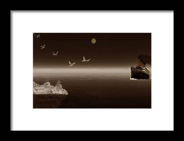 Titanic Framed Print featuring the mixed media Angels Approaching The Titanic by David Dehner