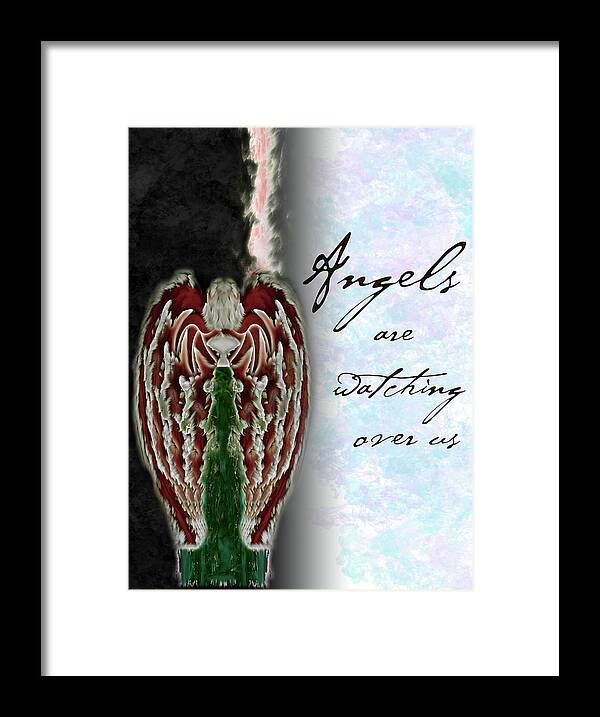 Angel Framed Print featuring the painting Angels are watching over us by CMG Design Studios