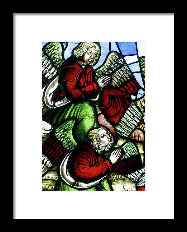 Angel Framed Print featuring the glass art Angels praying, 16th century by Italian School