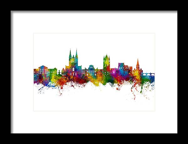 Angers Framed Print featuring the digital art Angers France Skyline #58 by Michael Tompsett