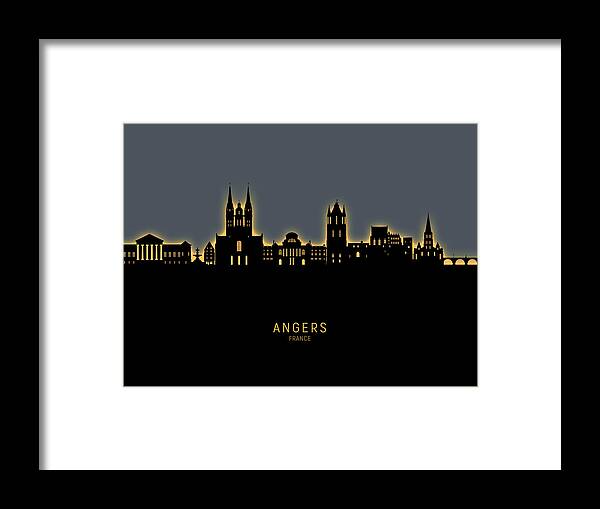 Angers Framed Print featuring the digital art Angers France Skyline #77 by Michael Tompsett