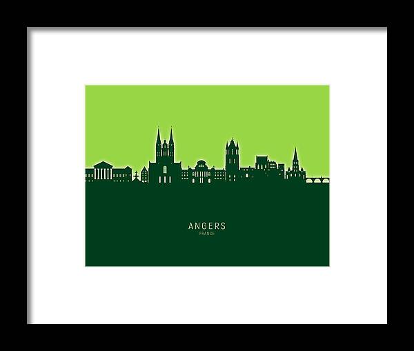 Angers Framed Print featuring the digital art Angers France Skyline #81 by Michael Tompsett