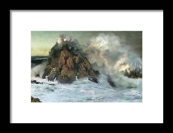 Stormy Surf Framed Print featuring the digital art Angry Ocean - Seascape by Russ Harris