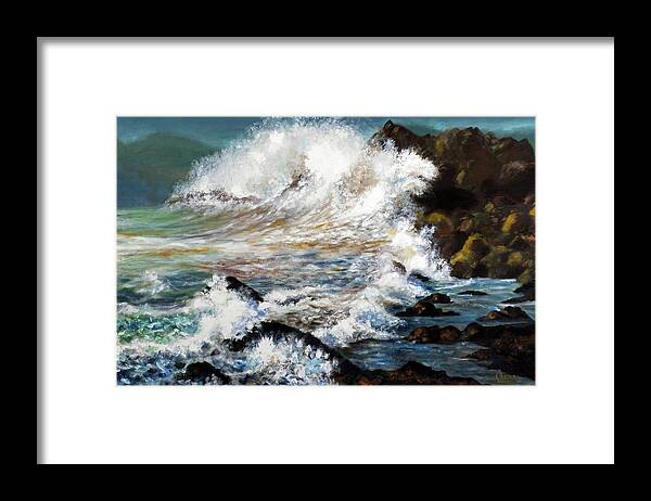 Angry Sea Framed Print featuring the painting Angry Sea by Walter Fahmy