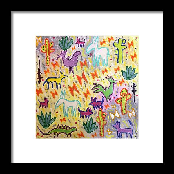 Animals Framed Print featuring the painting Animalitos by Cyndie Katz