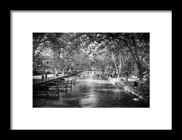 Annecy Framed Print featuring the photograph Annecy France Idyllic Canal du Vasse Black and White by Carol Japp