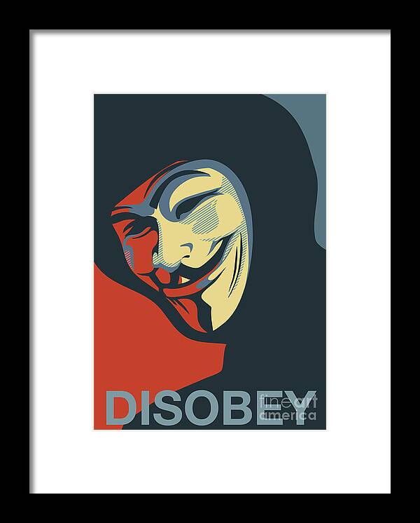 Disobey Framed Print featuring the painting Anonymous Mask Disobey Poster Art by Sassan Filsoof