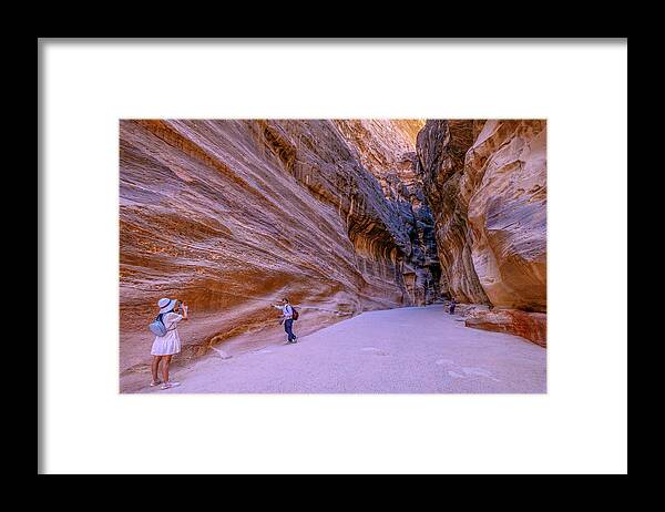 Petra Framed Print featuring the photograph Another intimate moment in Petra, Jordan by Dubi Roman