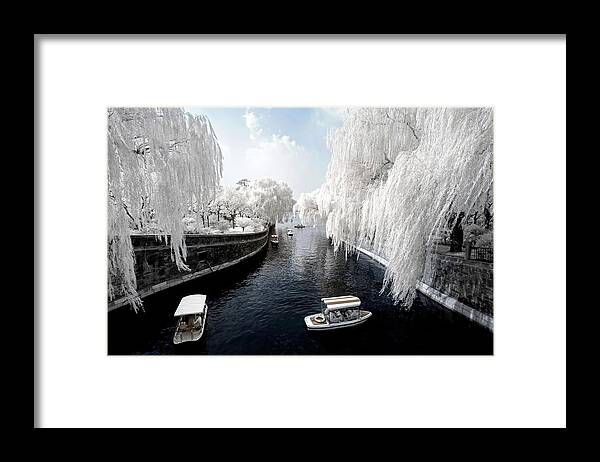 Infrared Framed Print featuring the photograph Another Look Asia China - Boat Trip by Philippe HUGONNARD