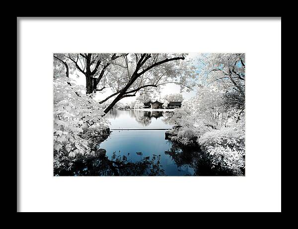 Infrared Framed Print featuring the photograph Another Look Asia China - Lake of Wisdom by Philippe HUGONNARD