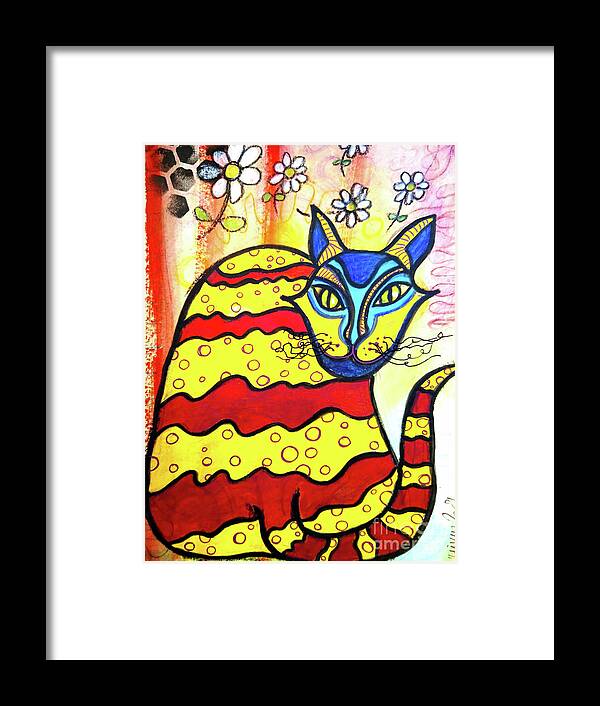 Cat Framed Print featuring the mixed media ANTOINE the DaisyLoving AlleyCat by Mimulux Patricia No