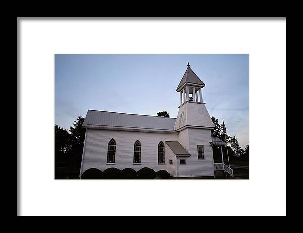 Church Framed Print featuring the photograph Antrim Methodist West Side by Kathy K McClellan