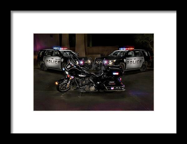 Motorcycle Framed Print featuring the photograph APD Vehicles by Steve Templeton