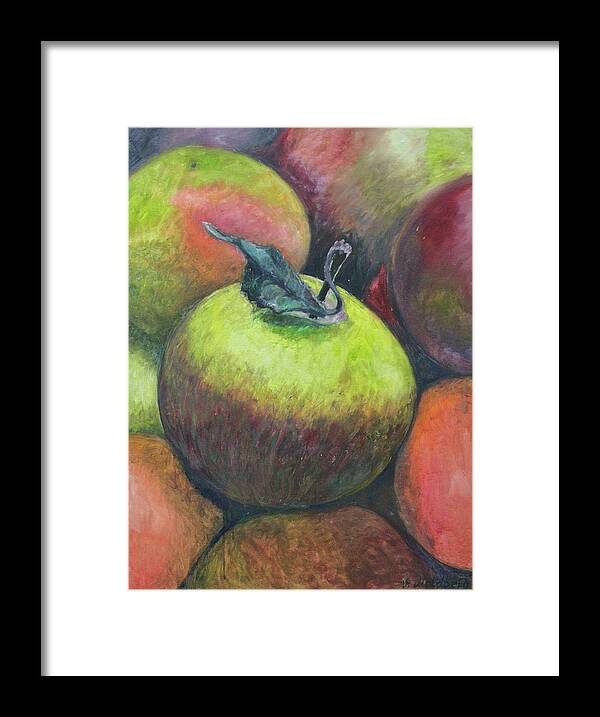 Apple Framed Print featuring the painting Apples by Vibeke Moldberg