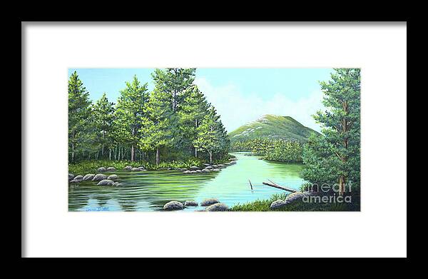 Approaching Framed Print featuring the painting Approaching Katahdin by Sarah Irland