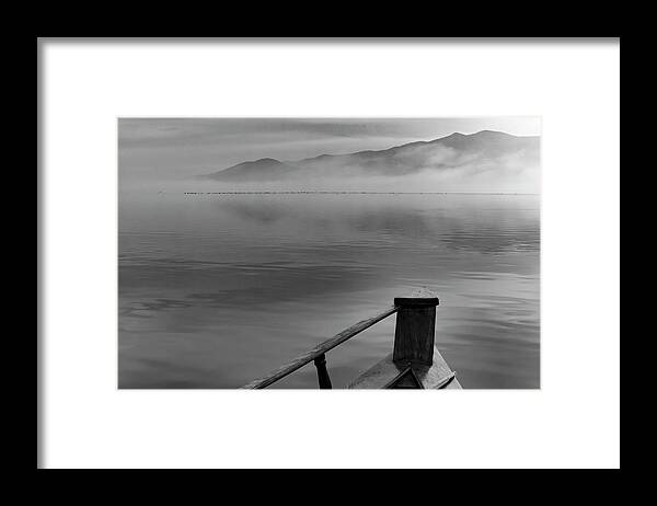 Lake Framed Print featuring the photograph Approaching the Pelicans by Ioannis Konstas