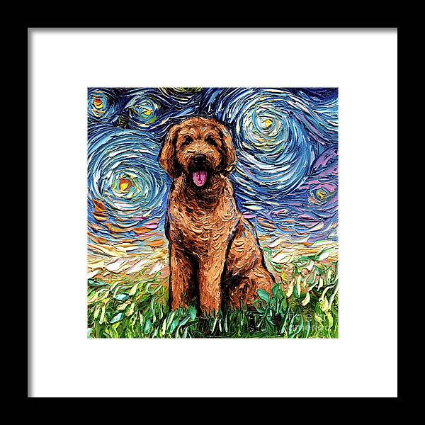 Apricot Framed Print featuring the painting Apricot Goldendoodle by Aja Trier